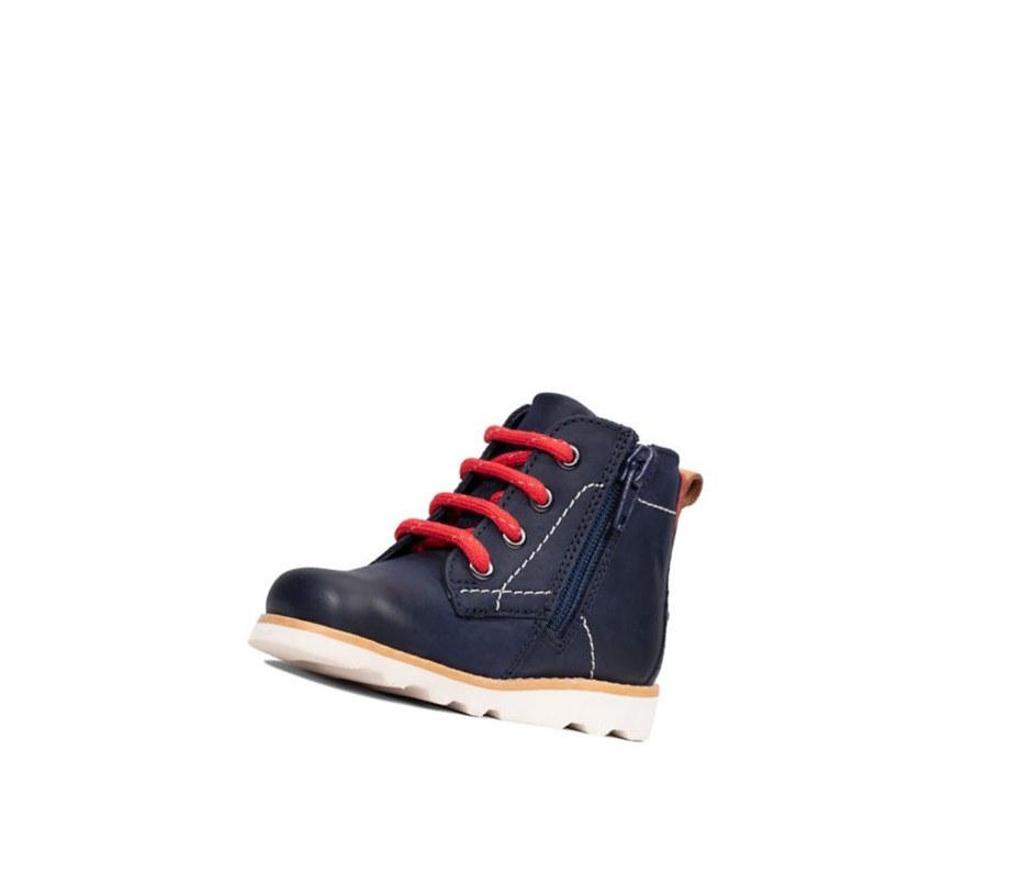 Clarks Crown Hike Leder Stiefeletten Mädchen Navy | OGQL94728