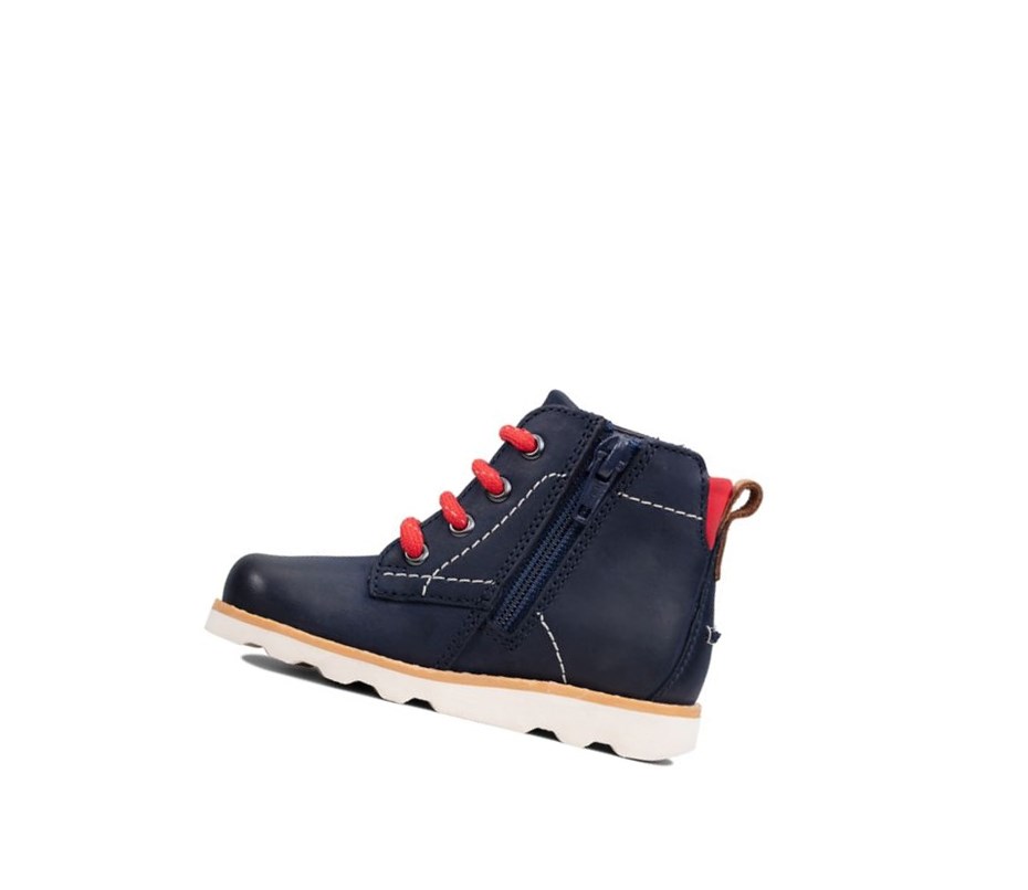 Clarks Crown Hike Leder Stiefeletten Mädchen Navy | OGQL94728