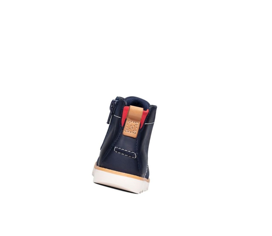 Clarks Crown Hike Leder Stiefeletten Mädchen Navy | OGQL94728