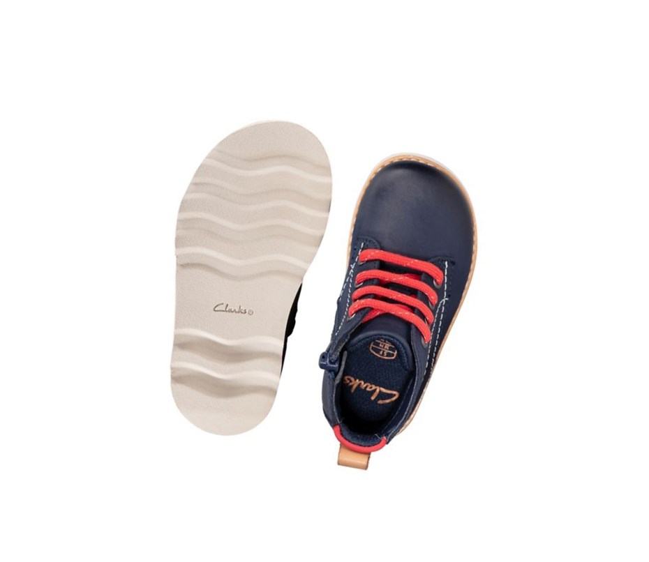 Clarks Crown Hike Leder Stiefeletten Mädchen Navy | OGQL94728