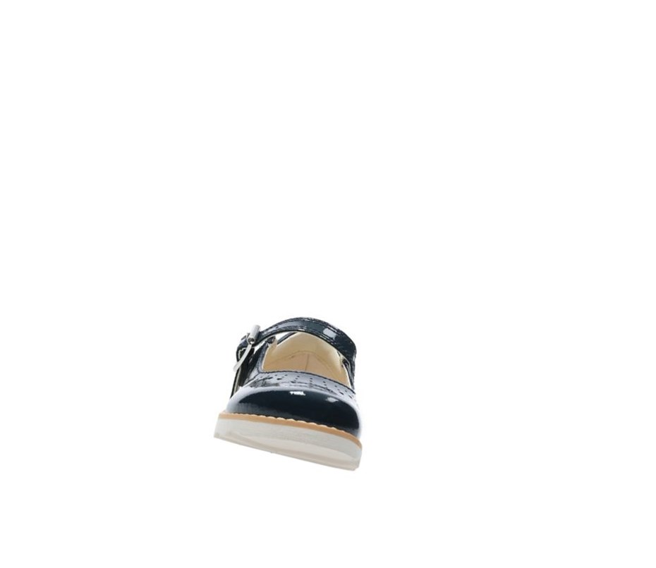 Clarks Crown Jump Lack Leder Mary Jane Schuhe Mädchen Navy | HOGM69372