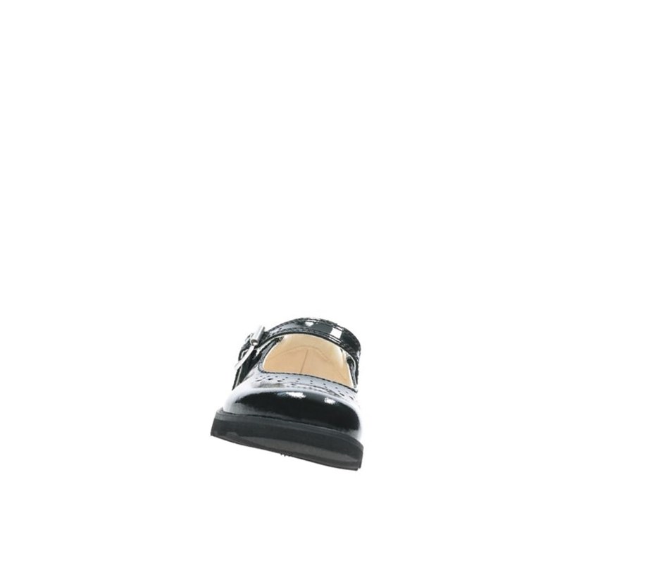 Clarks Crown Jump Lack Leder Mary Jane Schuhe Mädchen Schwarz | WUGM70153