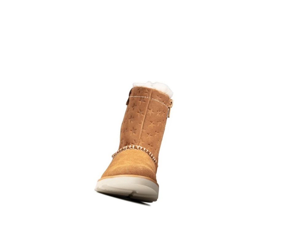 Clarks Crown Piper Wildleder Wildlederstiefel Mädchen Braun | KNYR92064