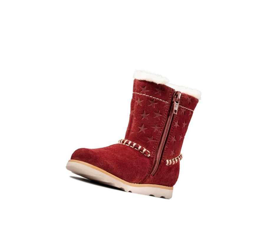 Clarks Crown Piper Wildleder Wildlederstiefel Mädchen Dunkelrot | NCZH68549