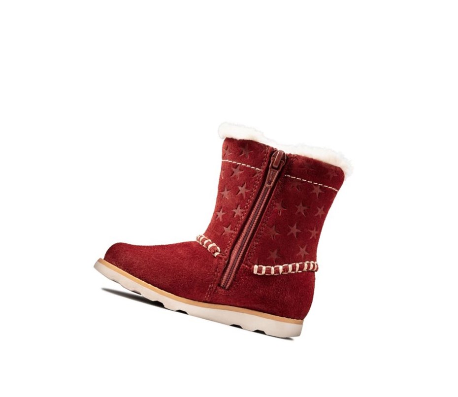 Clarks Crown Piper Wildleder Wildlederstiefel Mädchen Dunkelrot | NCZH68549