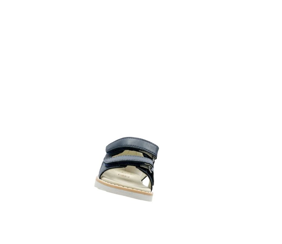 Clarks Crown Root Leder Lässige Sandalen Jungen Navy | KRDQ83671