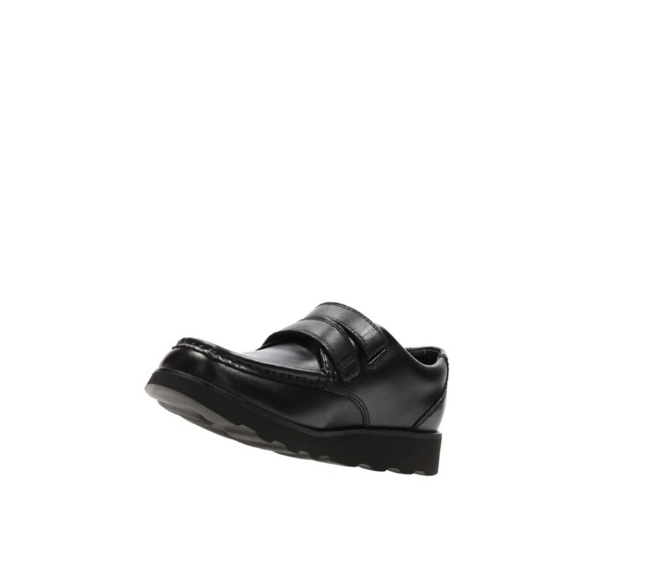 Clarks Crown Tate Leder Schulschuhe Jungen Schwarz | ZJDU70142