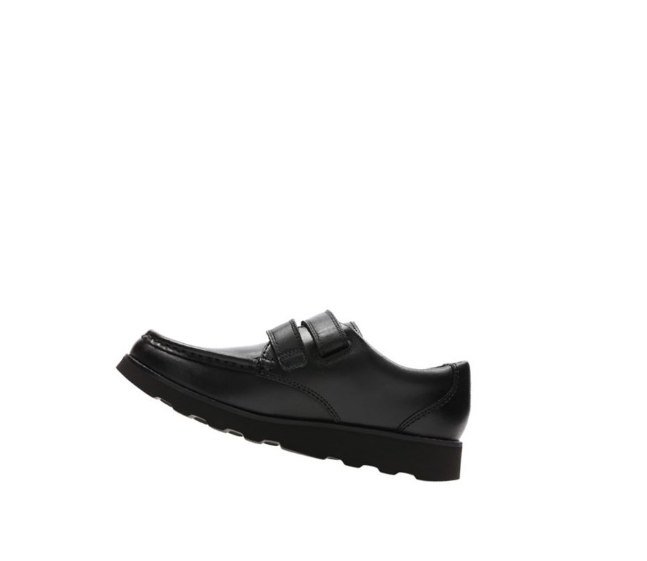 Clarks Crown Tate Leder Schulschuhe Jungen Schwarz | ZJDU70142