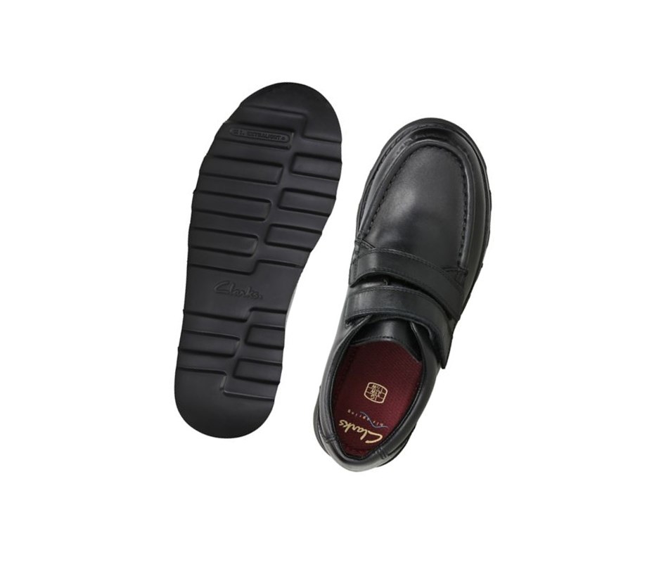 Clarks Crown Tate Leder Schulschuhe Jungen Schwarz | ZJDU70142