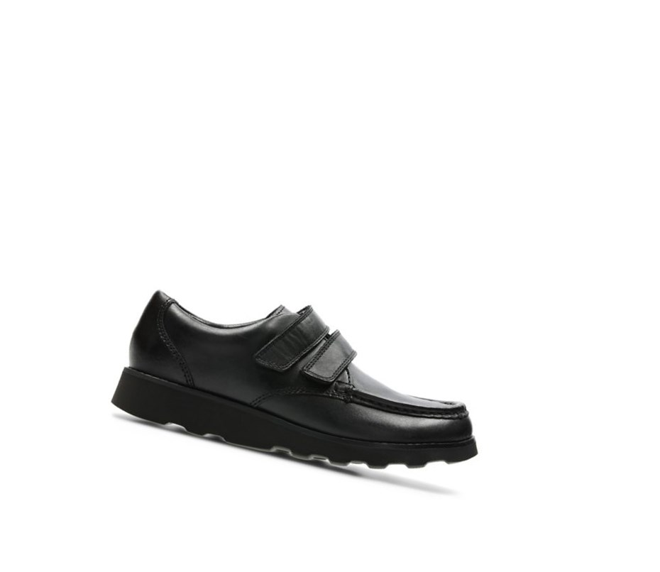 Clarks Crown Tate Leder Schulschuhe Jungen Schwarz | ZJDU70142