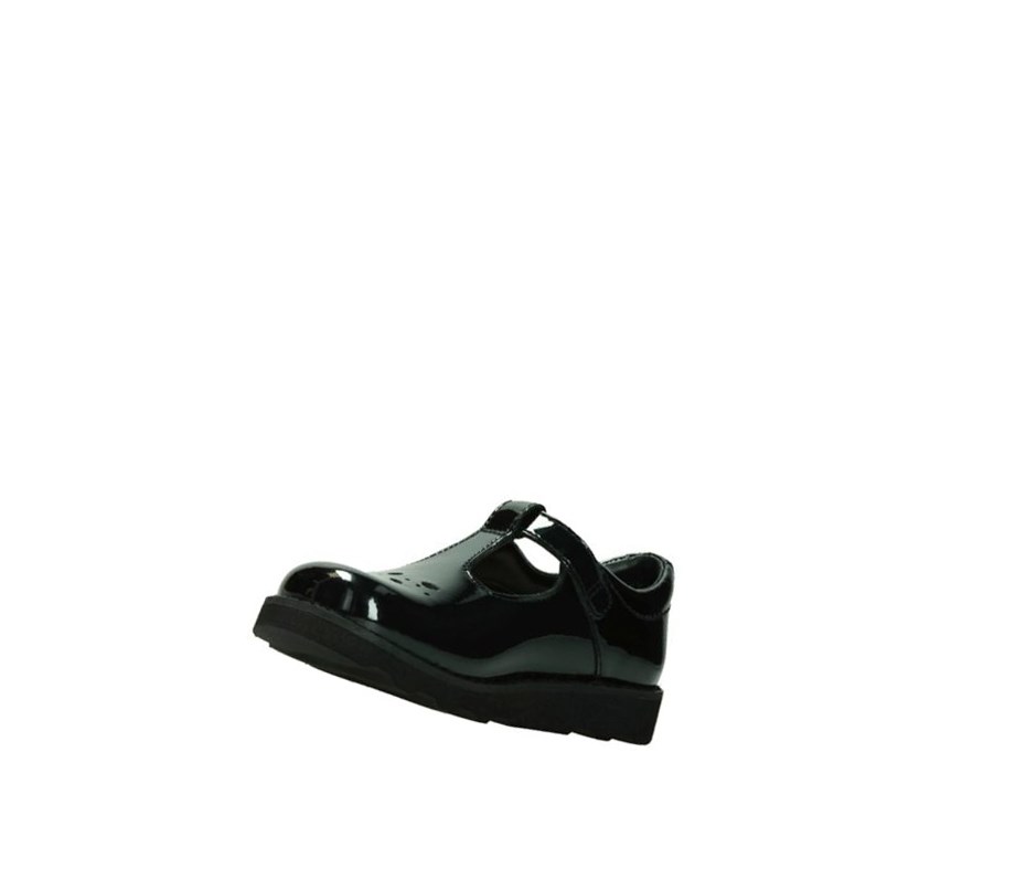 Clarks Crown Wish Lack Freizeitschuhe Mädchen Schwarz | NWKQ73694