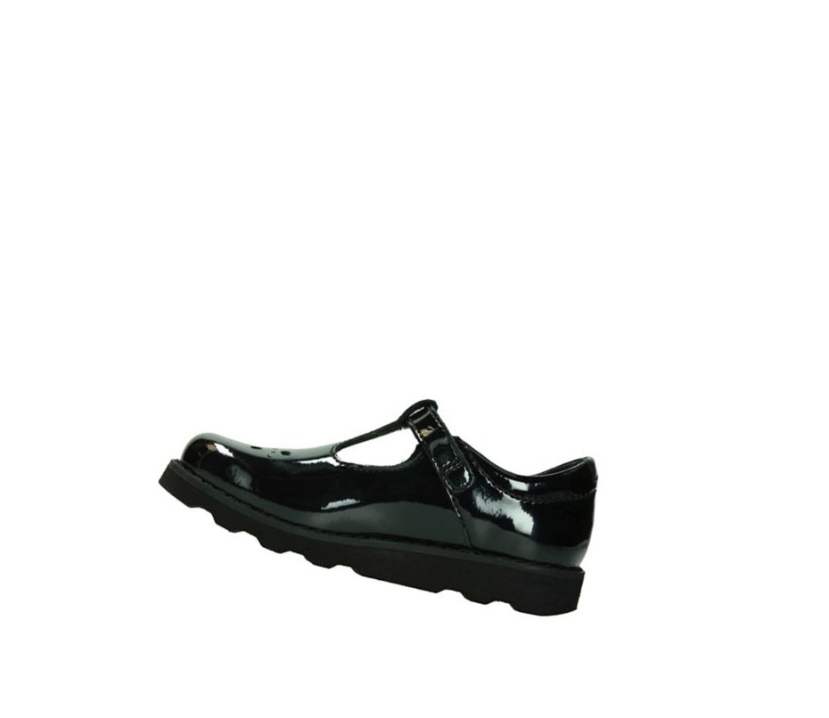 Clarks Crown Wish Lack Freizeitschuhe Mädchen Schwarz | NWKQ73694