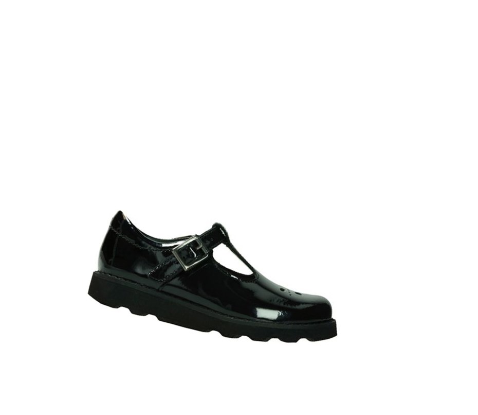 Clarks Crown Wish Lack Freizeitschuhe Mädchen Schwarz | NWKQ73694