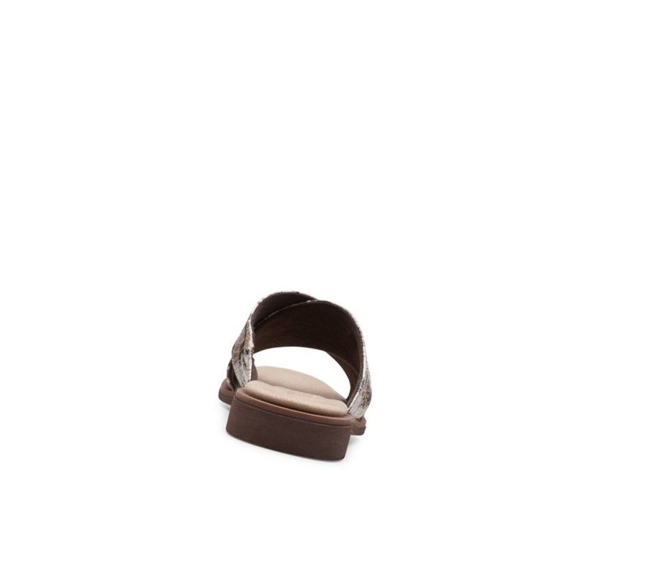 Clarks Declan Ivy Badelatschen Damen Beige Schlangenoptik | WOCN14239