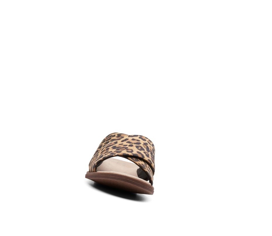 Clarks Declan Ivy Print Badelatschen Damen Leopard | PJSZ96240