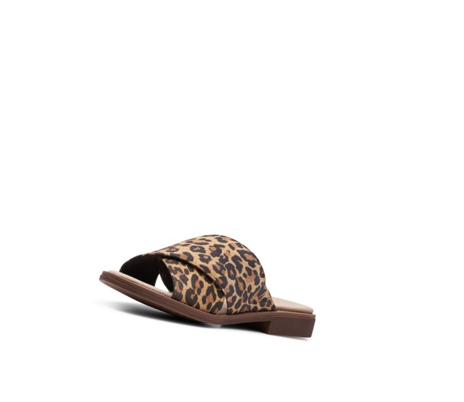 Clarks Declan Ivy Print Badelatschen Damen Leopard | PJSZ96240