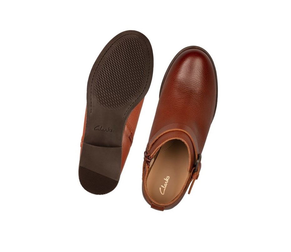 Clarks Demi 2 Tone Leder Stiefeletten Damen Dunkelbraun | YSTV03587