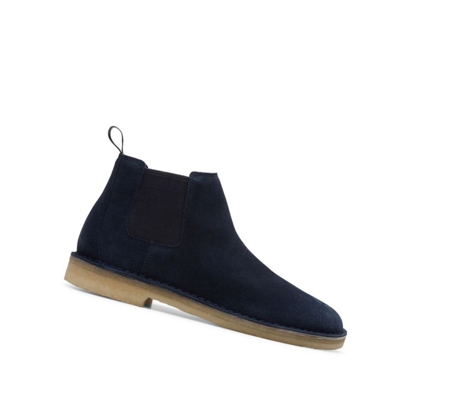 Clarks Desert Wildleder Chelsea Boots Herren Navy | JDRL35294