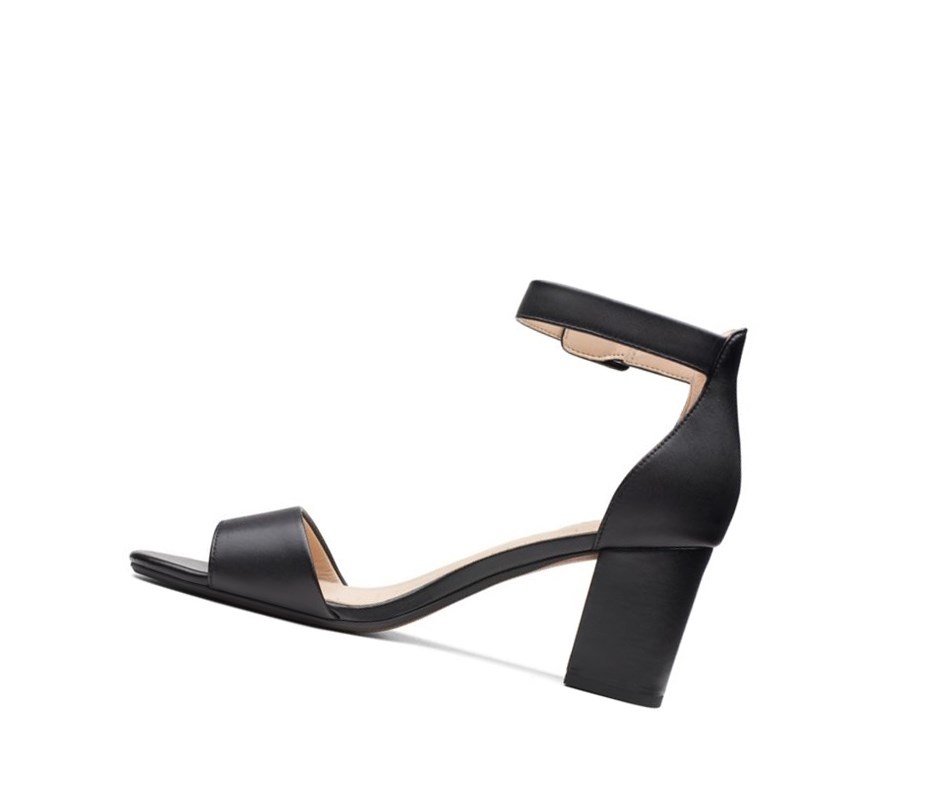 Clarks Deva Mae Leder Sandalen Absatz Damen Schwarz | HPSZ16953