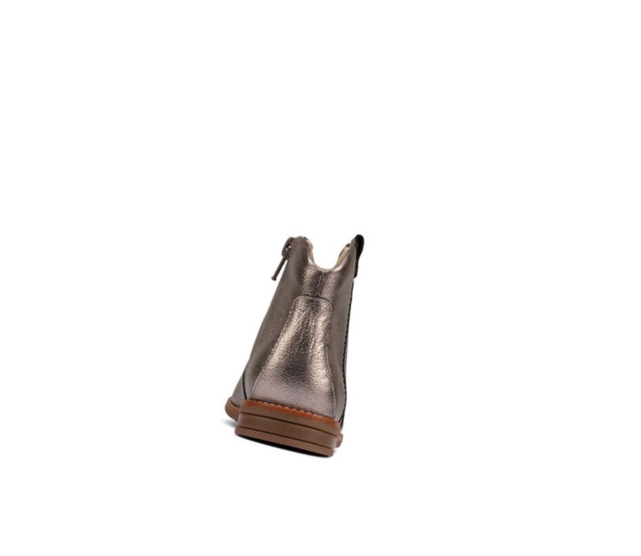 Clarks Drew North Leder Lederstiefel Mädchen Silber Metal | ILVZ63821
