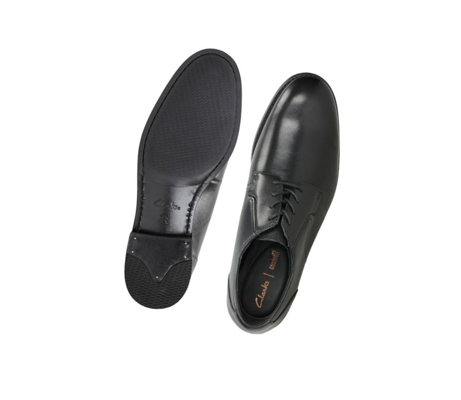 Clarks Edward Plain Leder Lederschuhe Herren Schwarz | UMOS72034