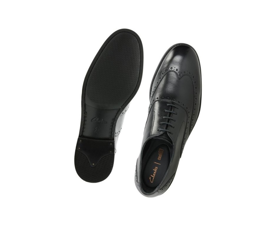 Clarks Edward Walk Leder Weite Fit Wanderschuhe Herren Schwarz | MSXJ57319