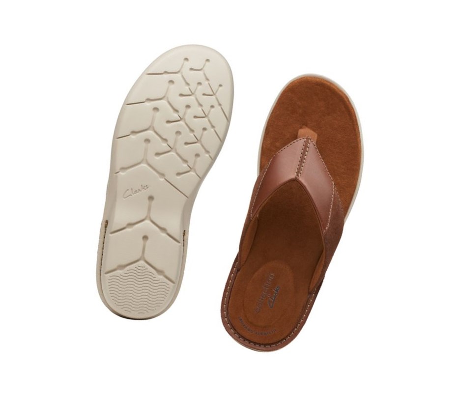 Clarks Ellison Easy Leder Lässige Sandalen Herren Braun | OFPL60874