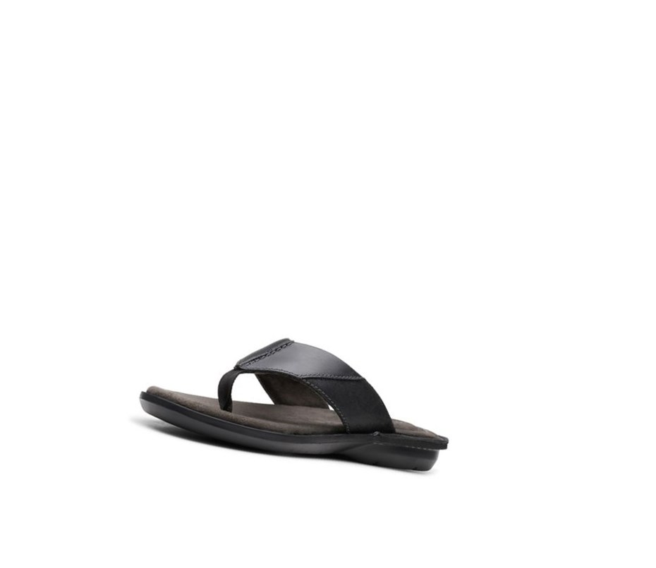 Clarks Ellison Easy Leder Lässige Sandalen Herren Schwarz | ZQCD83210