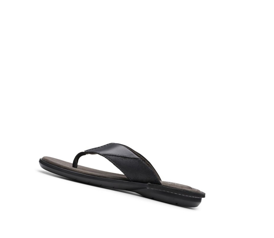 Clarks Ellison Easy Leder Lässige Sandalen Herren Schwarz | ZQCD83210