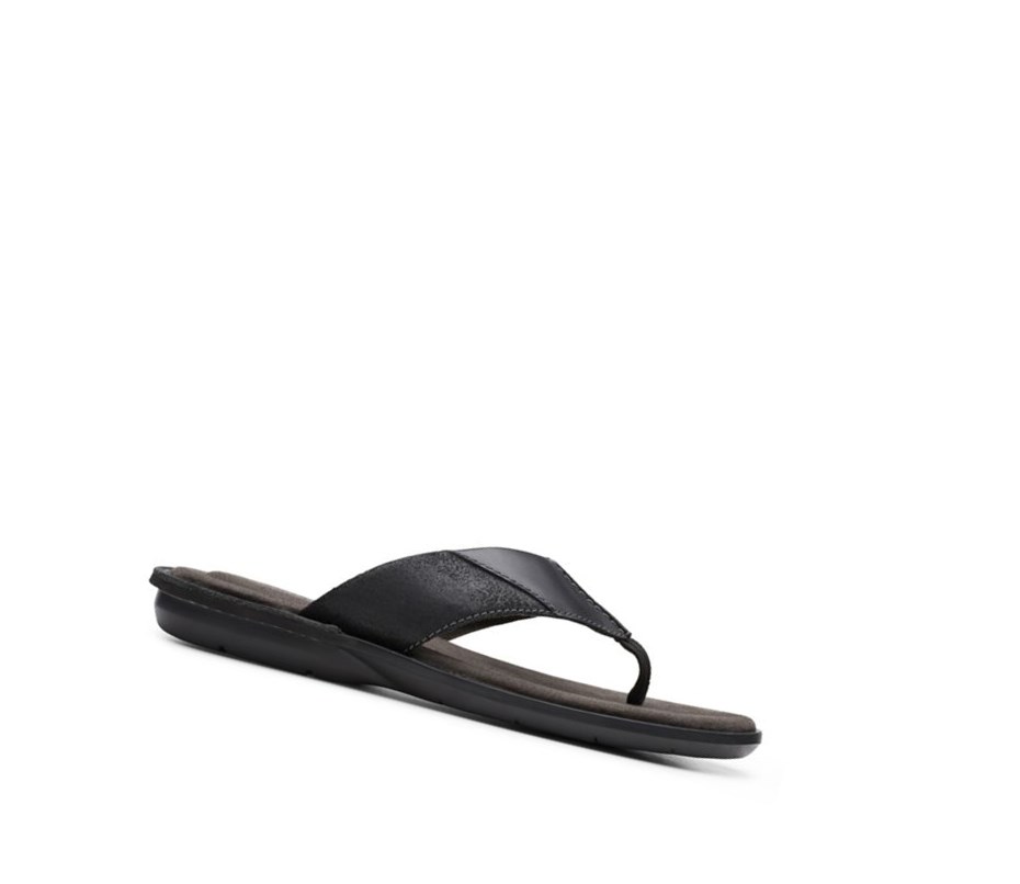 Clarks Ellison Easy Leder Lässige Sandalen Herren Schwarz | ZQCD83210
