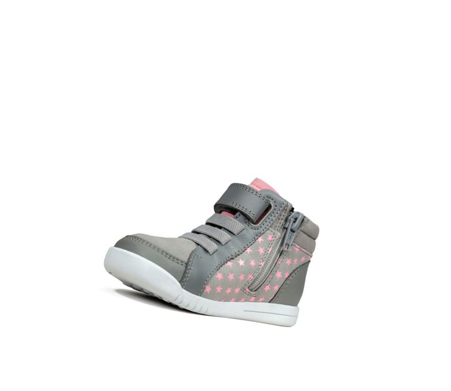Clarks Emery Beat Leder Lederstiefel Jungen Grau | NSCR83729
