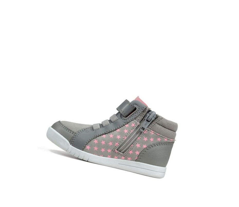 Clarks Emery Beat Leder Lederstiefel Jungen Grau | NSCR83729