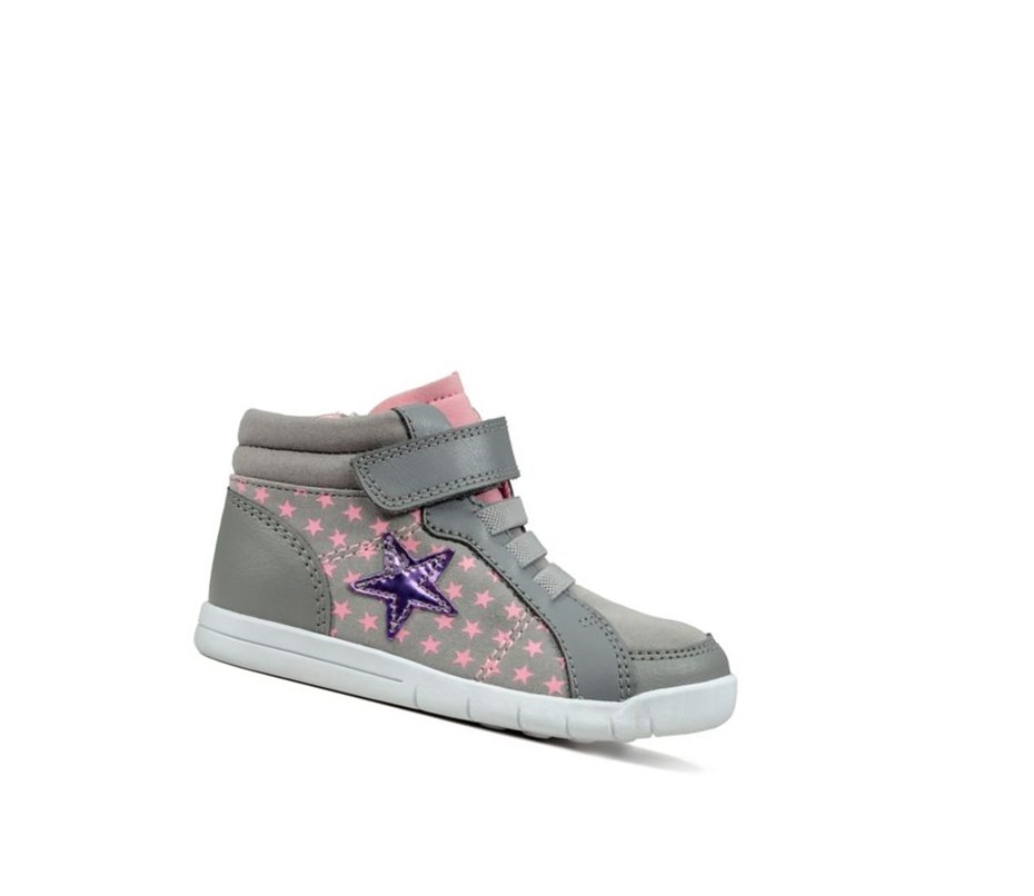 Clarks Emery Beat Leder Lederstiefel Jungen Grau | NSCR83729