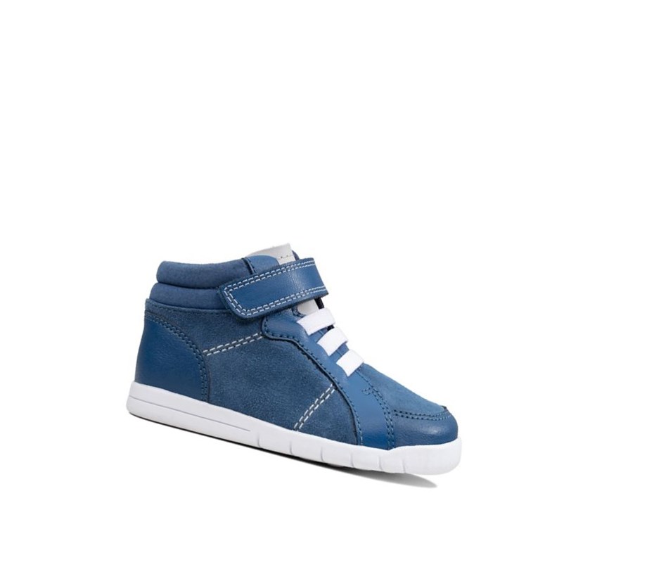 Clarks Emery Beat Wildleder Freizeitstiefel Mädchen Blau | VLAN81952