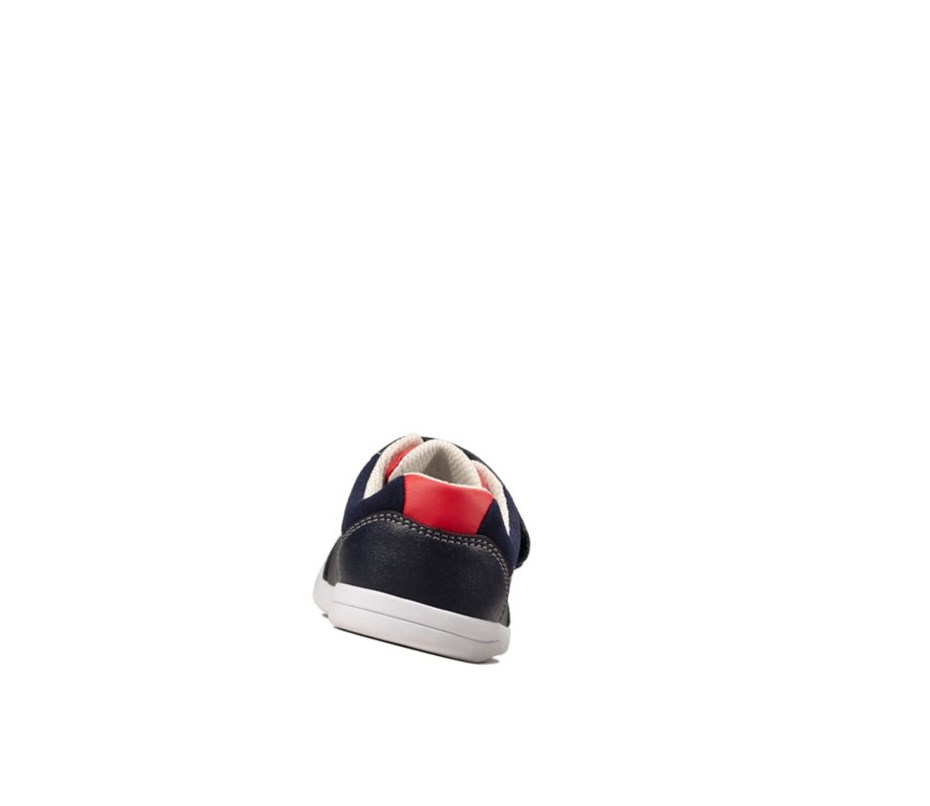 Clarks Emery Sky Leder Lässige Turnschuhe Mädchen Navy | FKBS06284