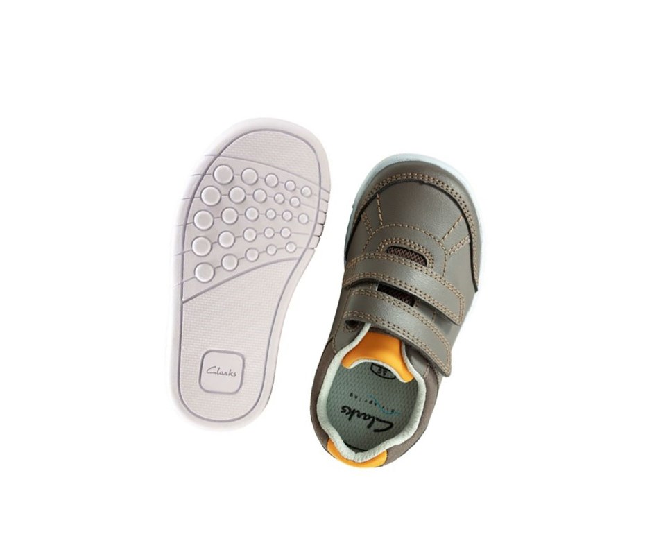 Clarks Emery Sky Leder Lässige Turnschuhe Jungen Braun | FMOA93628