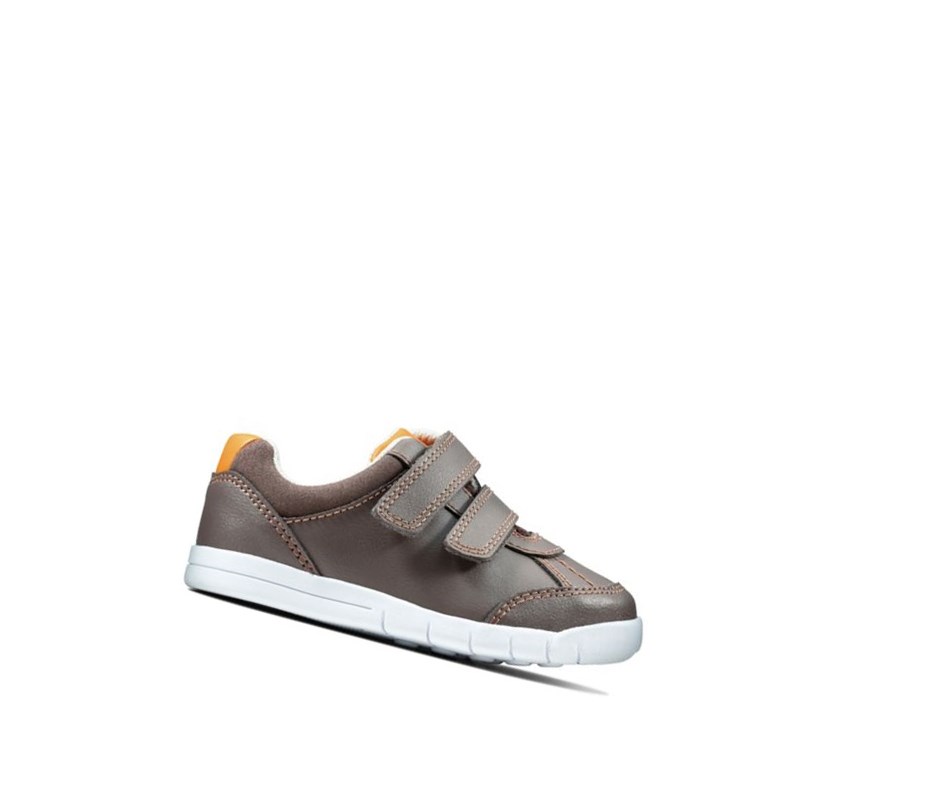 Clarks Emery Sky Leder Lässige Turnschuhe Jungen Braun | FMOA93628