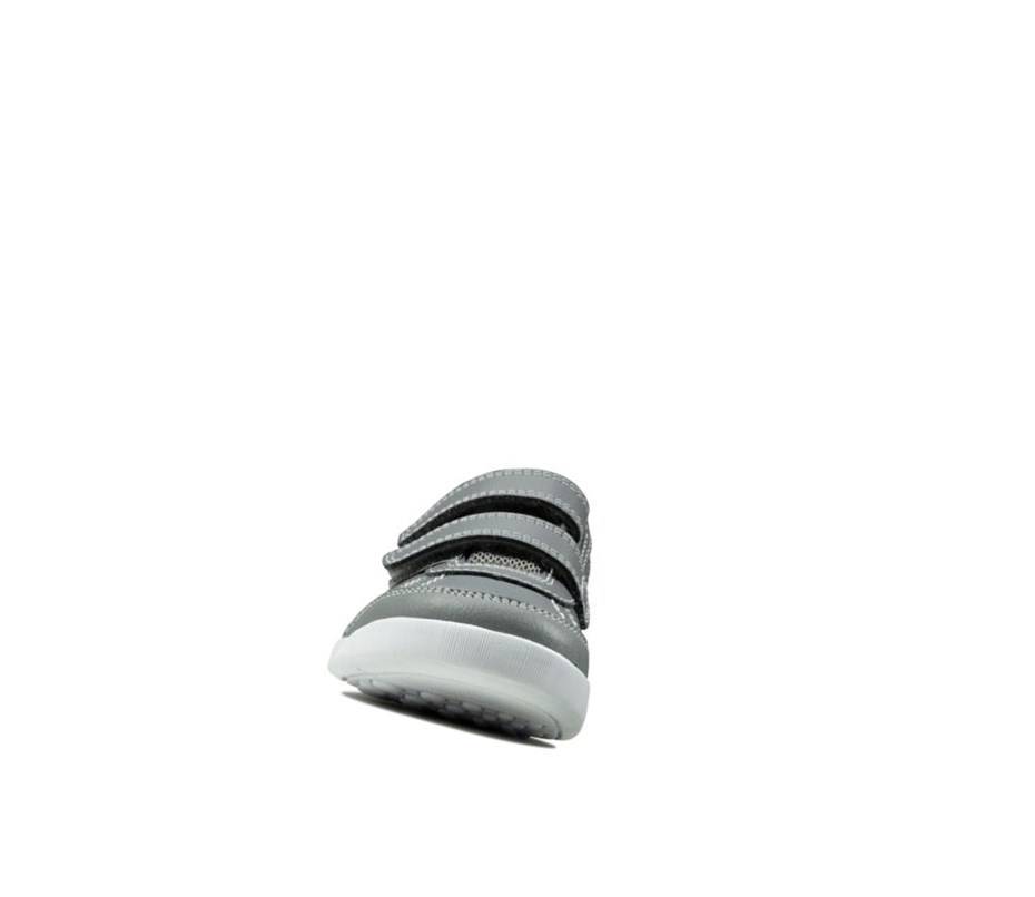 Clarks Emery Sky Leder Lässige Turnschuhe Mädchen Grau | HBWQ26483
