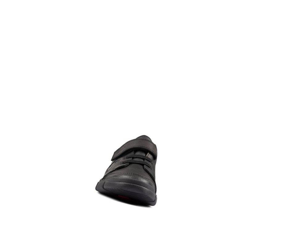 Clarks Encode Flash Leder Schulschuhe Jungen Schwarz | BCPS89627