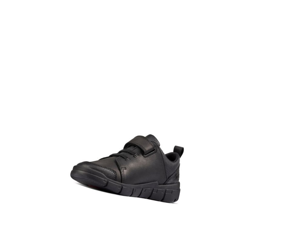 Clarks Encode Flash Leder Schulschuhe Jungen Schwarz | BCPS89627