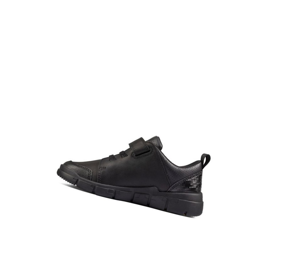 Clarks Encode Flash Leder Schulschuhe Jungen Schwarz | BCPS89627
