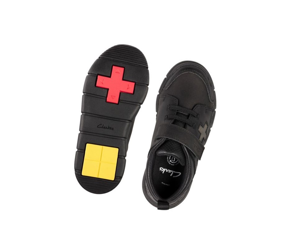Clarks Encode Flash Leder Schulschuhe Jungen Schwarz | BCPS89627