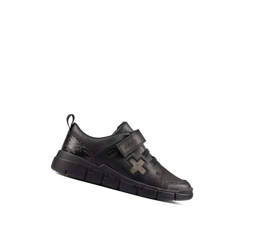 Clarks Encode Flash Leder Schulschuhe Jungen Schwarz | BCPS89627