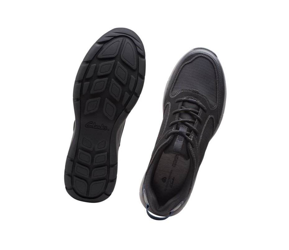 Clarks Ervin Spitze Textil Freizeitschuhe Herren Schwarz | AVSJ40917