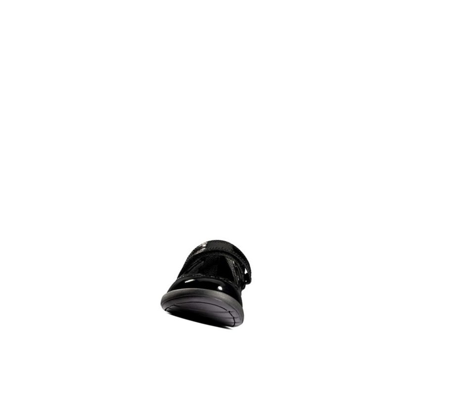 Clarks Etch Craft Lack Leder Lederschuhe Mädchen Schwarz | RNGS42986