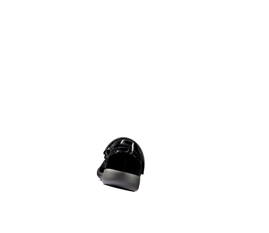 Clarks Etch Craft Lack Leder Lederschuhe Mädchen Schwarz | RNGS42986