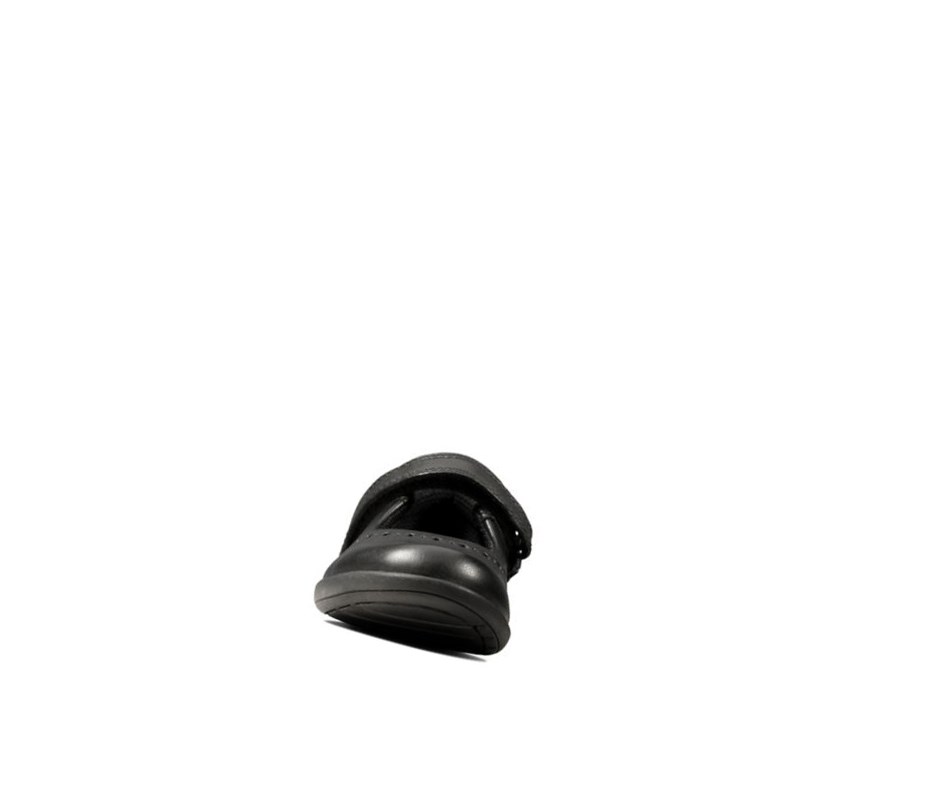 Clarks Etch Craft Leder Lederschuhe Mädchen Schwarz | QWHZ94728