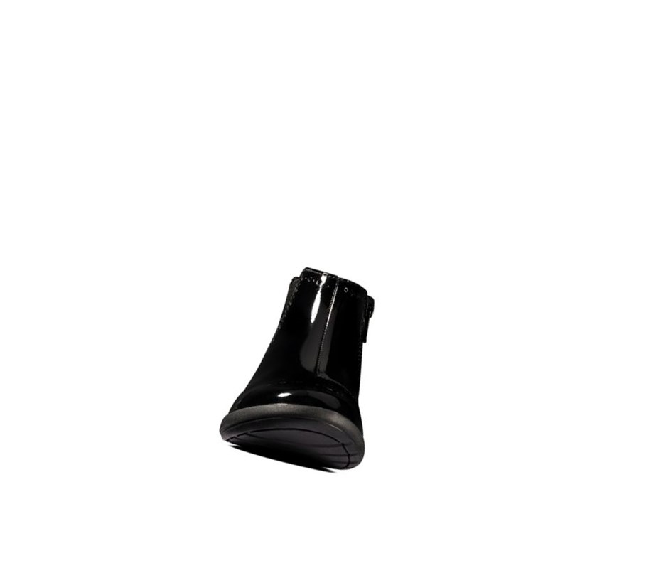 Clarks Etch Form Lack Schulschuhe Mädchen Schwarz | QJZW78596