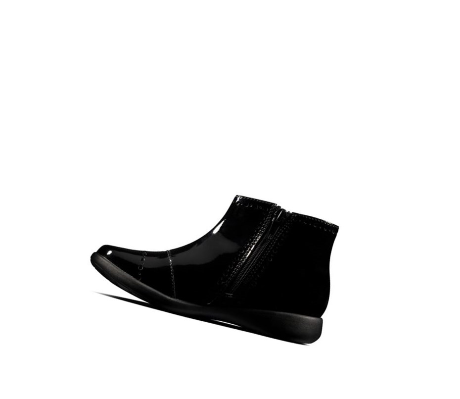 Clarks Etch Form Lack Schulschuhe Mädchen Schwarz | QJZW78596