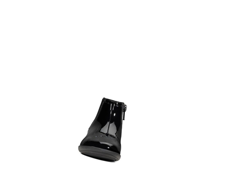 Clarks Etch Form Lack Stiefeletten Mädchen Schwarz | FWAQ06498